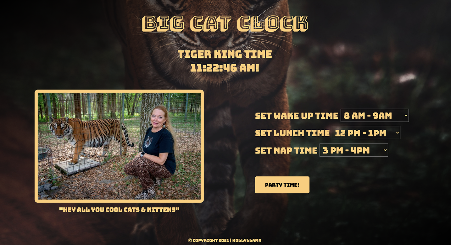 Big Cat Tiger King Clock Snapshot