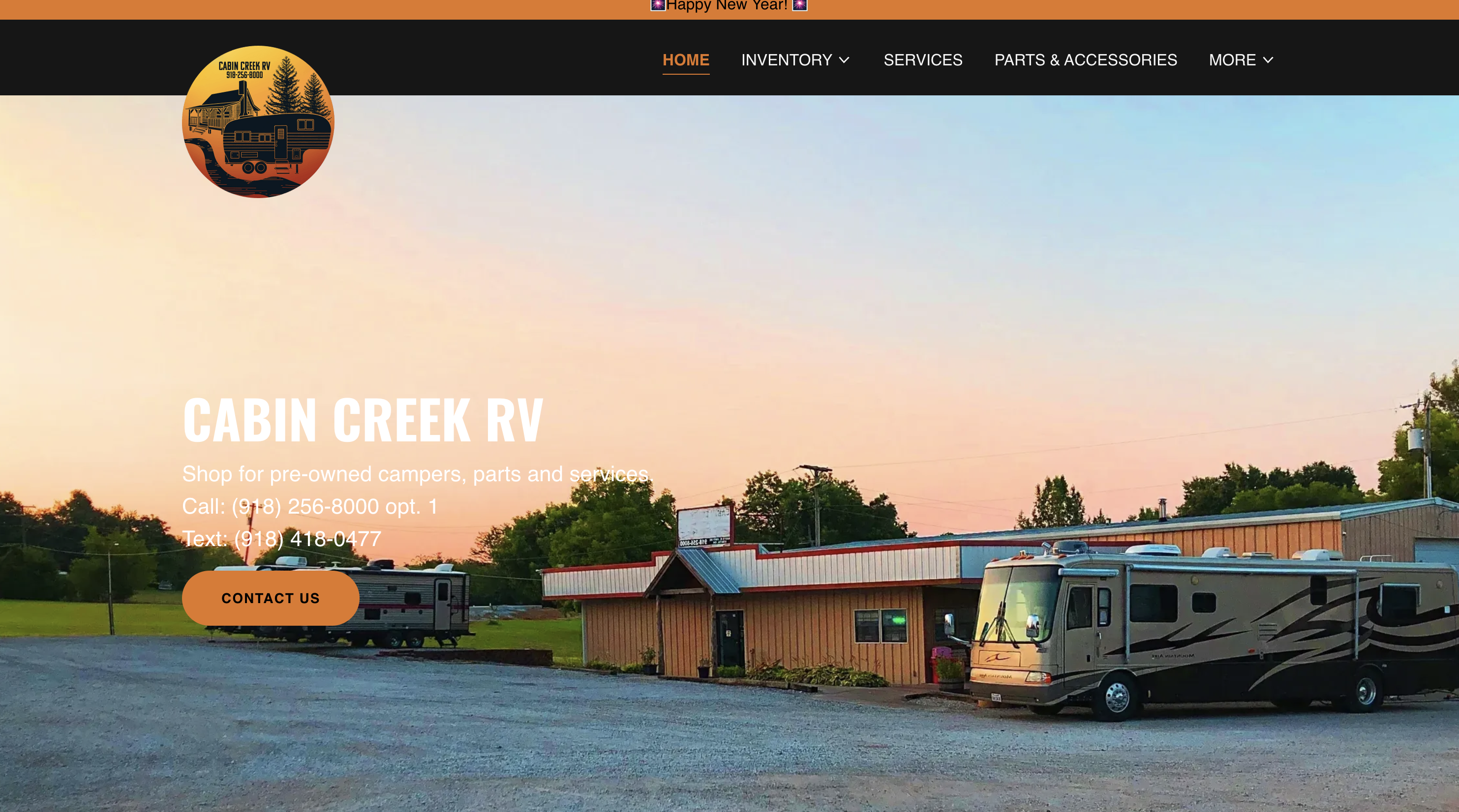 Cabin Creek RV Website Snapshot