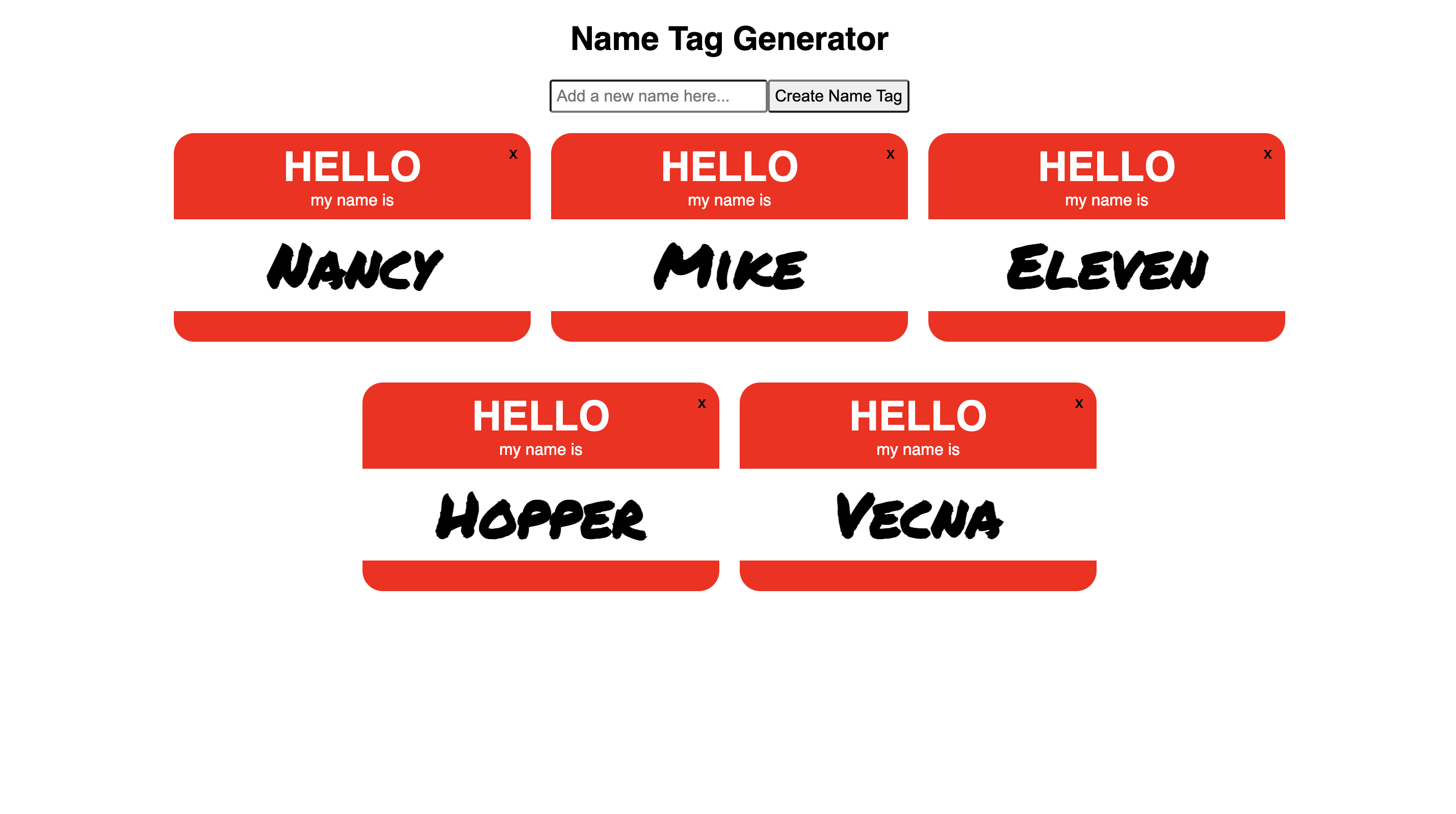 Name tag generator react app